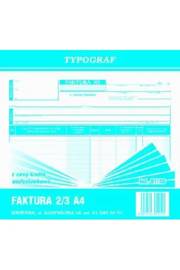 Druki samokopiuj�ce faktura vat brutto 2/3 A4 80 kartek