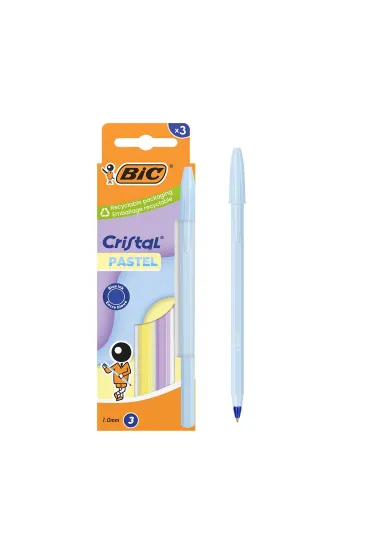D�ugopis Cristal Pastel 1mm niebieski 3 szt BIC