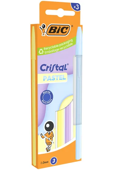 D�ugopis Cristal Pastel 1mm niebieski 3 szt BIC