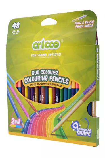 Cricco Kredki tr�jk�tne dwustronne 48 kolor�w