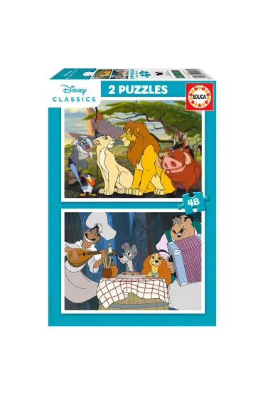 Puzzle 2x48 el. Kr�l Lew Zakochany kundel Educa