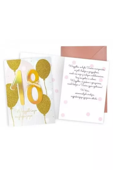 Kukartka Karnet Urodziny 18 Z�ote balony