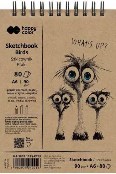 Happy Color, Szkicownik na spirali A6/80 ark - Ptaki