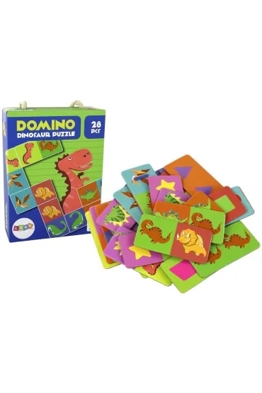Domino dwustronne Dinozaury 10x5cm 28el LeanToys