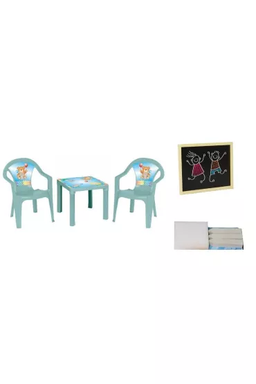 Stolik i dwa krzes�a + tablica pastel turkus 3Toysm