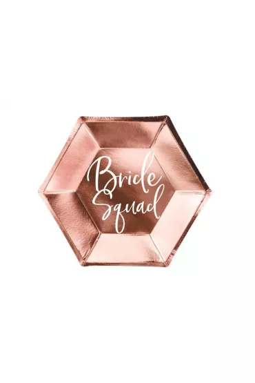 PartyDeco Talerzyki Bride Squad r�owe z�oto 23cm