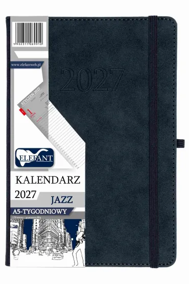 Kalendarz Jazz 2027 A5 tygodniowy granatowy