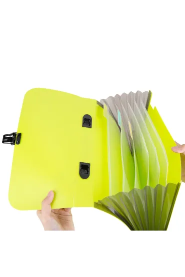 Deli Teczka A4 Rio z r�czk� czarn� 7-przegr�dek zielona