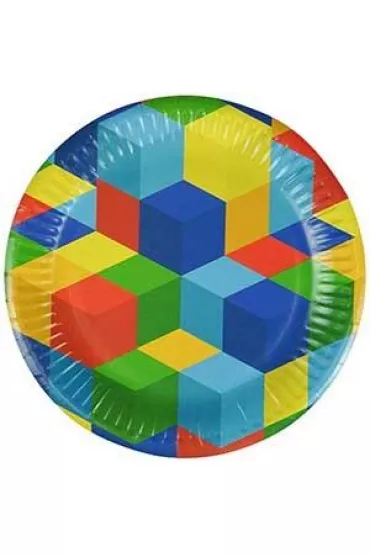 Arpex Talerze papierowe Klocki 18cm 8 szt.