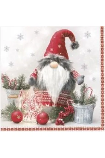 Serwetki Lunch Maki BN - Scandinavian Gnome with Candy Canes SLGW024301