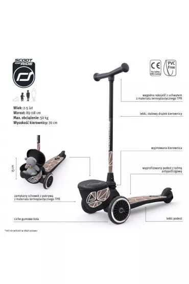 Hulajnoga tr�jko�owa balansowa z zamykanym schowkiem 2-5 lat Brown Lines Scootandride