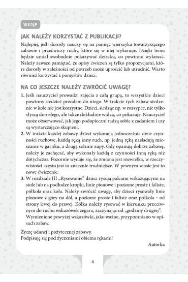 Praw� tak, a lew� wspak! Zabawy rozwijaj�ce koordynacj� ruchow� r�k oraz uwag� i pami�� s�uchow� - Ma�gorzata Bara�ska