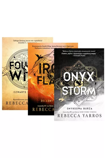 Pakiet Empireum. Tomy 1-3: Fourth Wing. Czwarte Skrzydo, Iron Flame. elazny pomie, Onyx Storm. Onyksowa burza (barwione brzegi) - Rebecca Yarros