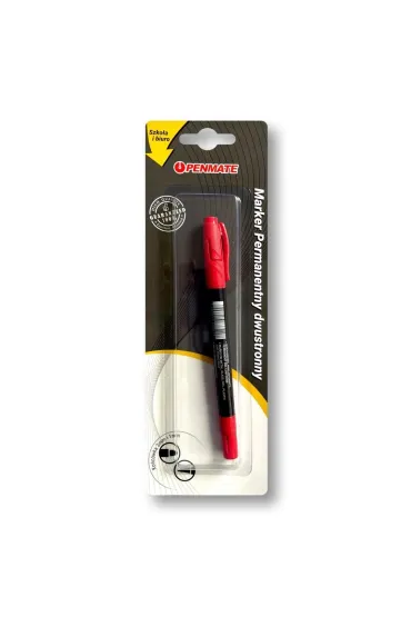 Marker permanentny dwustronny czerwony PENMATE