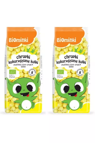 Biominki Chrupki kukurydziane kulki bezglutenowe Zestaw 2 x 60 g Bio
