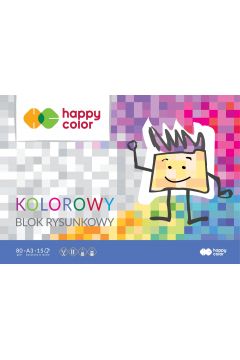 Happy Color Blok rysunkowy, kolorowy, A3, 80g, 15 arkuszy 15 kartek