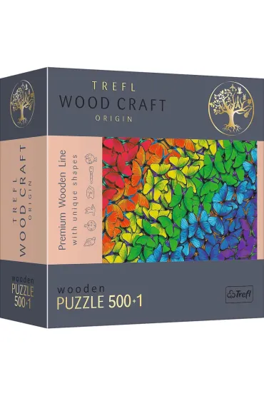 Puzzle drewniane 500+1 el. T�czowe motyle Trefl