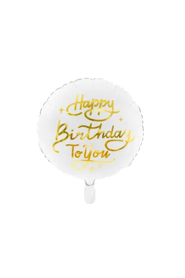 PartyDeco Balon foliowy Happy Birthday To You bia�y 35cm