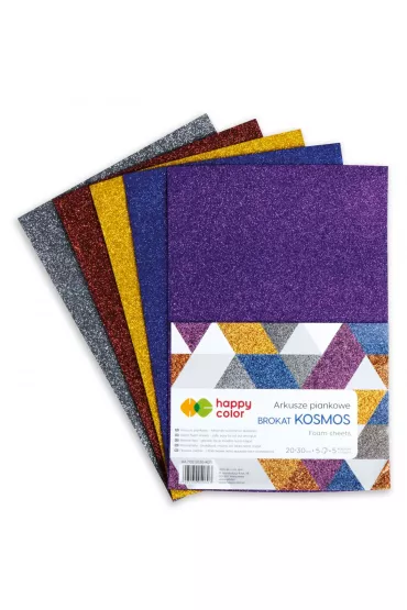 Happy Color Arkusze piankowe KOSMOS Brokat, 5 kolor�w, A4, 5 arkuszy