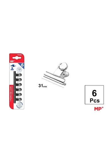 Mp Main Paper Klipsy biurowe metalowe srebrne 31mm 6 szt.