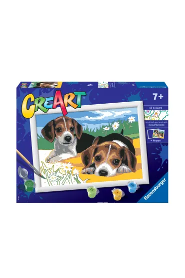 Malowanie po numerach CreArt - Szczeniaczki Jack Russel Ravensburger