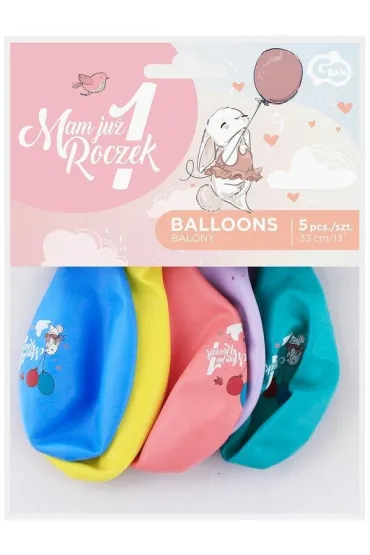 Godan Balony Premium Hel Mam Ju� 1 Roczek (kr�liczek) 13" 5 szt.