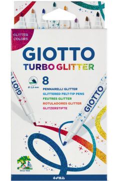 Flamastry Turbo Glitter Giotto 8 kolorw