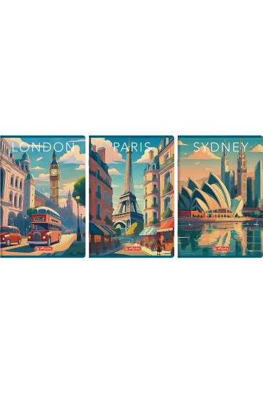 Herlitz Zeszyt A4 Retro City z marginesem linia 96 kartek