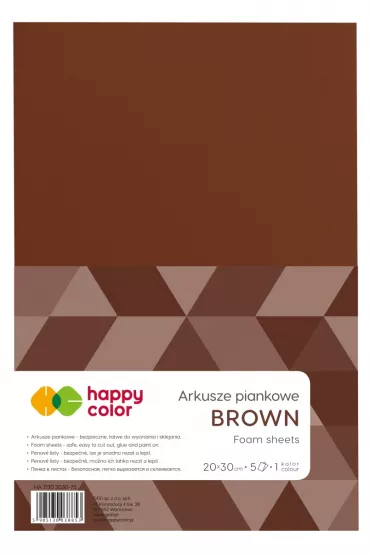 Happy Color Arkusze piankowe, br�zowe, A4, 5 arkuszy 5 szt.