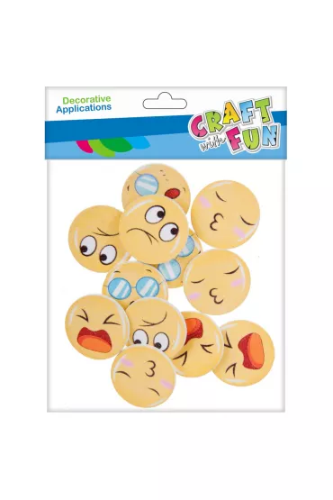 Craft with Fun Ozdoba dekoracyjna samoprzylepna drewniana emotki