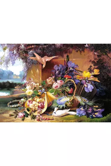 Puzzle 2000 el. Copy of Elegant Still Life with Flowers, Eugene Bidau Castorland