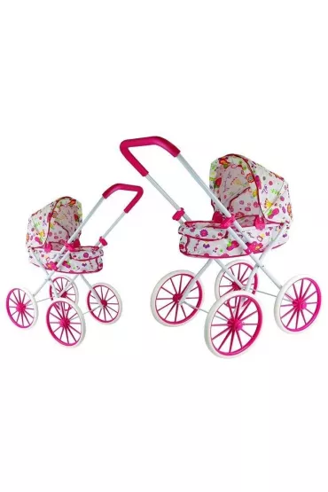 W�zek dla lalek g��boki retro w kwiatki LeanToys