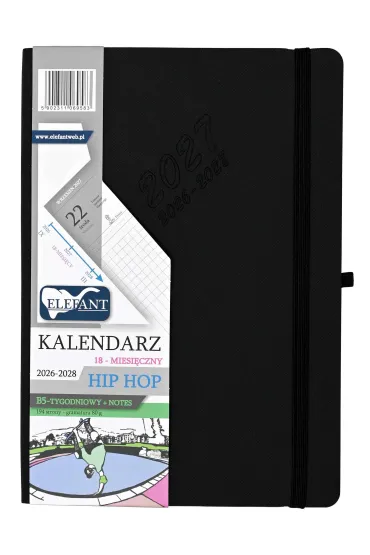 Kalendarz Hip hop 2026/27/28 B5 tyg. czarny