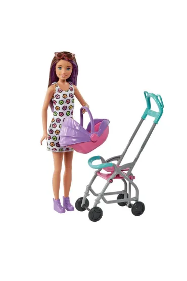 Barbie Opiekunka Lalka Skipper W�zek + bobas Zestaw GXT34 Mattel