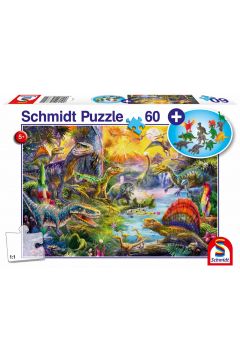 Puzzle 60 el. Dinozaury + zestaw figurek Schleich