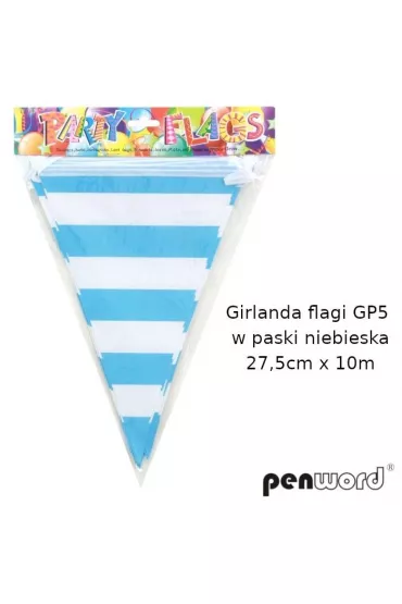Penword Girlanda flagi w paski niebieska 27.5cmx10m