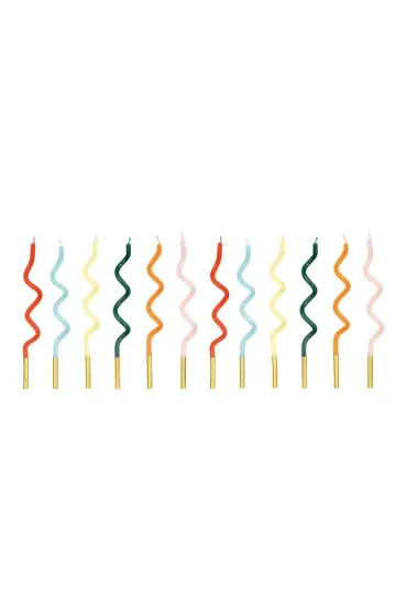 PartyDeco �wieczki urodzinowe zakr�cone T�cza 14cm mix 12 szt.