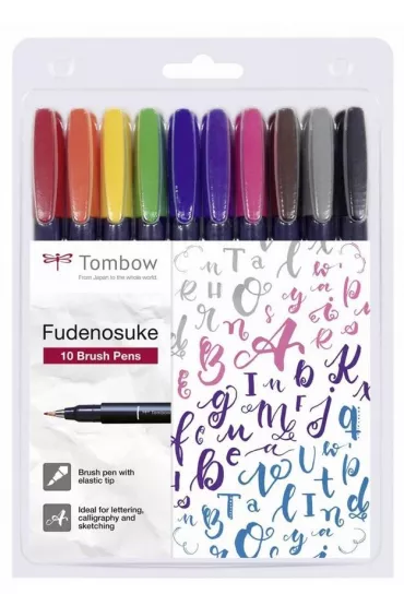 Tombow Flamastry brush pen Fudenosuke 10 szt.