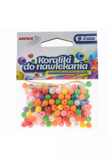 Brewis Koraliki do nawlekania multikolor + sznurek 6mm, 16g