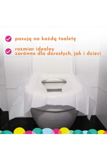 Wucetki Jednorazowe papierowe nak�adki na toalet� z wygodnymi brzegami XXL dla dzieci i doros�ych 6 x 10 szt.