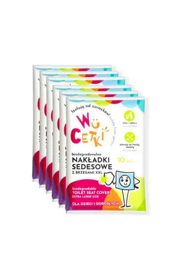 Wucetki Jednorazowe papierowe nak�adki na toalet� z wygodnymi brzegami XXL dla dzieci i doros�ych 6 x 10 szt.