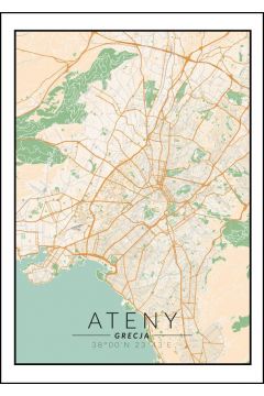 Ateny mapa kolorowa - plakat 21x29,7 cm