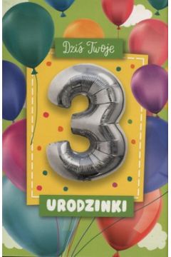 Karnet Urodzinki z balonem 3 30 cm