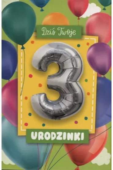 Pan Dragon Karnet Urodzinki z balonem 3 30 cm