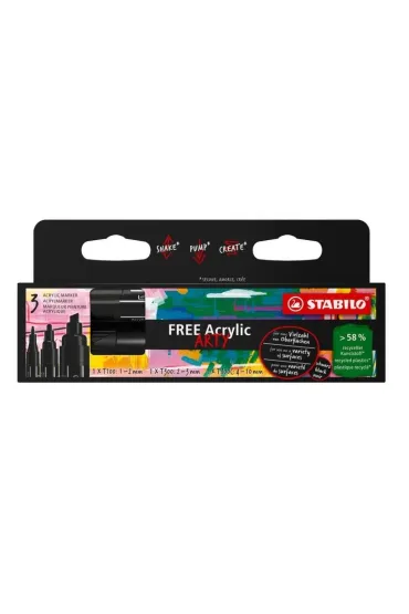 Stabilo Marker Free Acrylic czarny 3 szt.