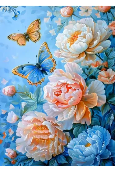 Mozaika diamentowa 5D - R�e z motylami 40x30cm