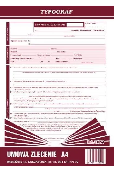 Druki samokopiuj�ce Typograf umowa zlecenie A4 40 (01054)
