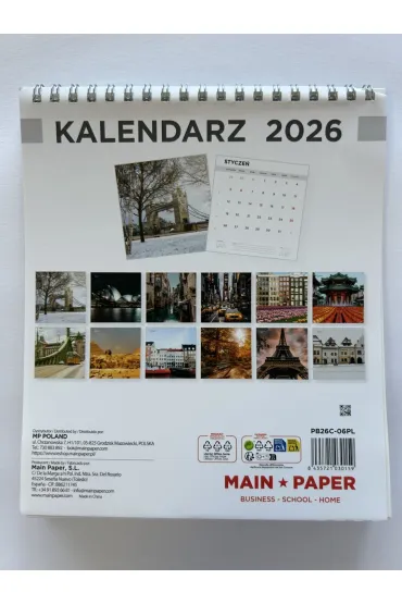 Cervantes Kalendarz 2026 biurkowy 17x20cm Miasta �wiata