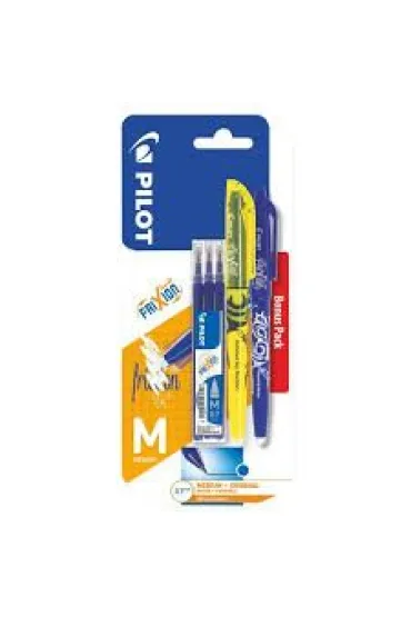 Pi�ro kulkowe Frixion Pilot niebieskie + wk�ad niebieski x3 + zakre�lacz ��ty x1 blister