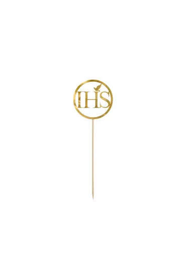 PartyDeco Topper na tort IHS, z�oty, 22cm  1 op. / 1 szt.